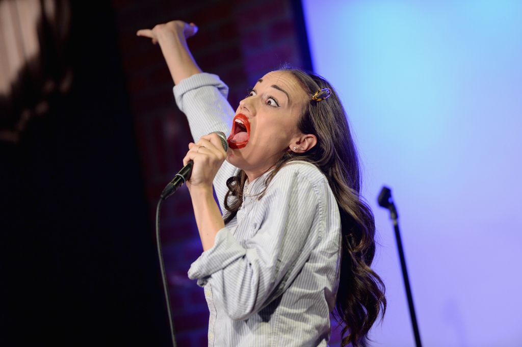 Comedian Colleen Ballinger aka Miranda Sings performs onstage during Shoebox's 29th Birthday Celebration hosted by Rob Riggle at The Improv on June 10, 2015 in Hollywood, California