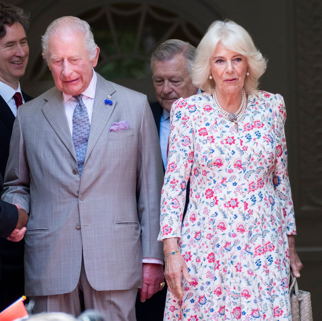 King Charles III and Queen Camilla during a visit to mark the 100th anniversary of Canada House at Canada House on May 20, 2025 in London, England.