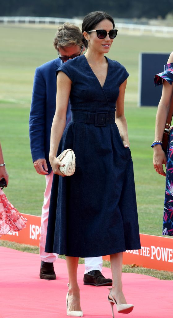 Meghan, Duchess of Sussex  attends the Sentebale ISPS Handa Polo Cup at the Royal County of Berkshire Polo Club on July 26, 2018 in Windsor, England. (Photo by Anwar Hussein/WireImage)