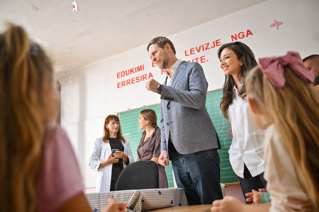Prince Leka and Blerta Celibashi spoke with children during their visit