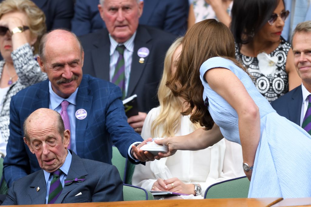 Stan Smith handed the gift to the princess in the royal box at Wimbledon