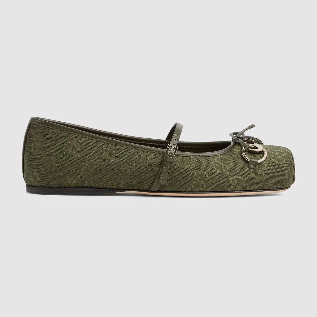 gucci ballet flats in khaki