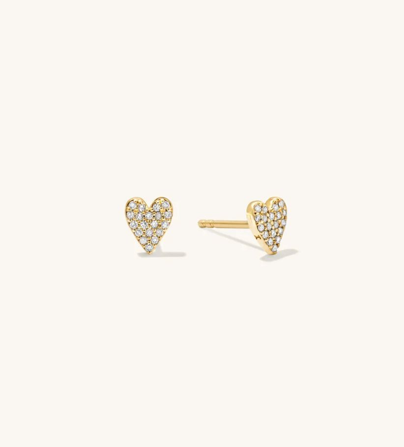 Mejuri Mini Heart Pavé Diamond Stud Earrings