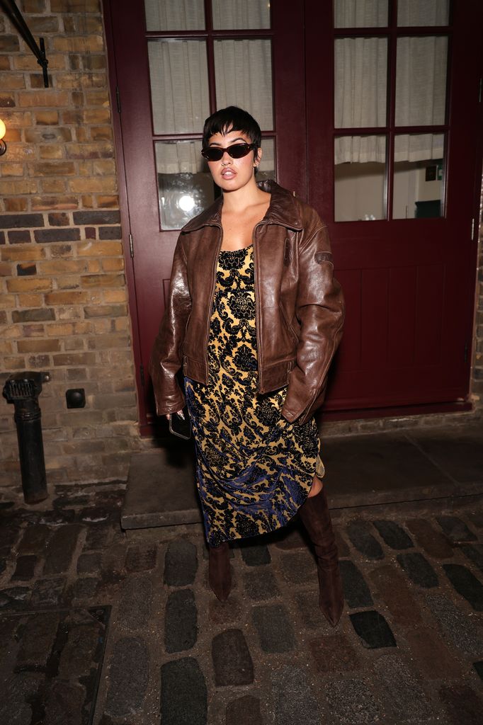 Mabel seen attending the EE72 London launch party hosted by Edward and Akua Enninful during LFW September 2025 at Soho Mews House on September 19, 2025 in London, England