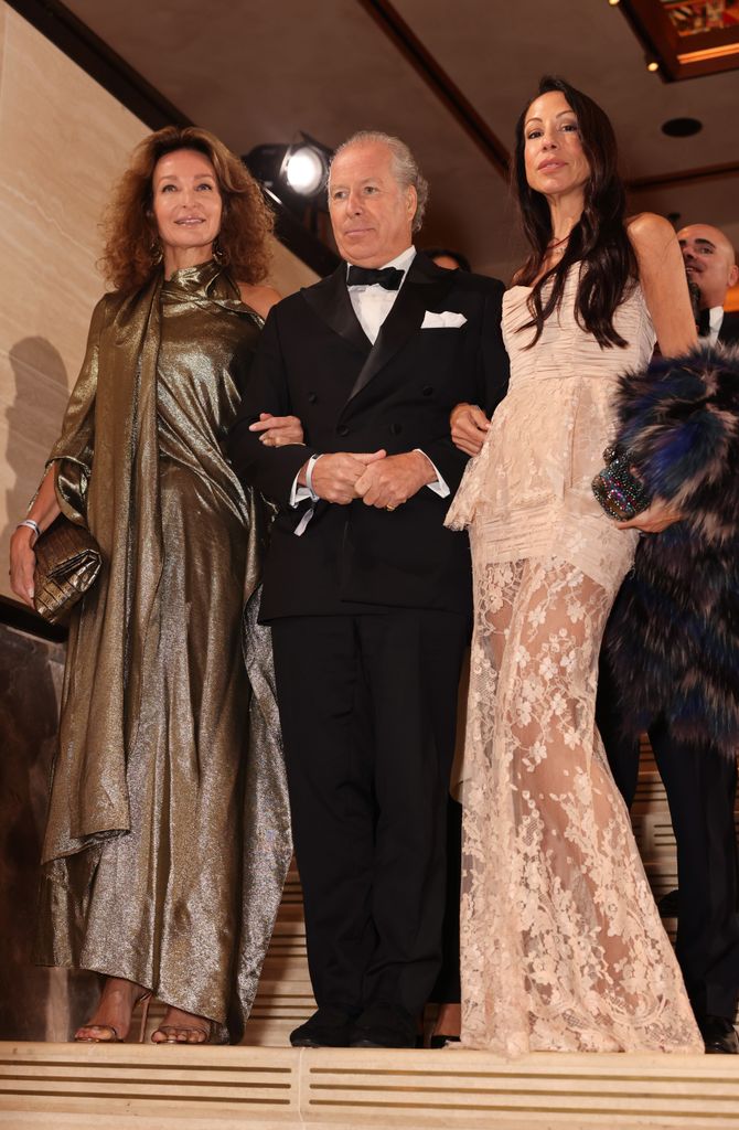 Isabelle Chopin De La Bruyere, David Linley and Reem Abu Samra attend amfAR London 2025 at The Chancery Rosewood