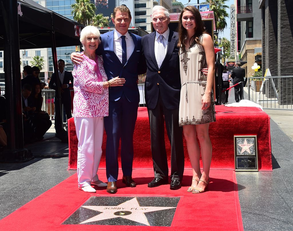 Chef Bobby Flay poses with his parents and daughter Sophie during a Hollywood Walk of Fame ceremony on June 2, 2015, in Hollywood, California. Flay is the first television chef to be accorded the honor