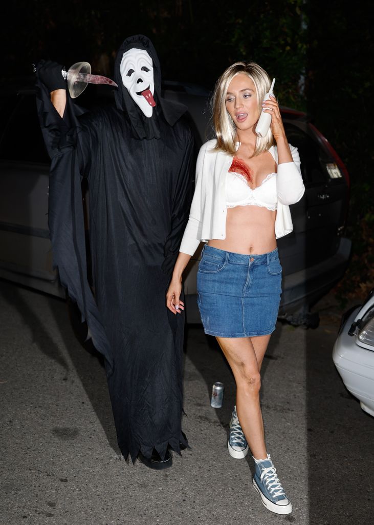 : Tom Sandoval and Victoria Lee Robinson are seen at the Pizza slime x Casamigos Halloween party on October 26, 2024 in Los Angeles, California.