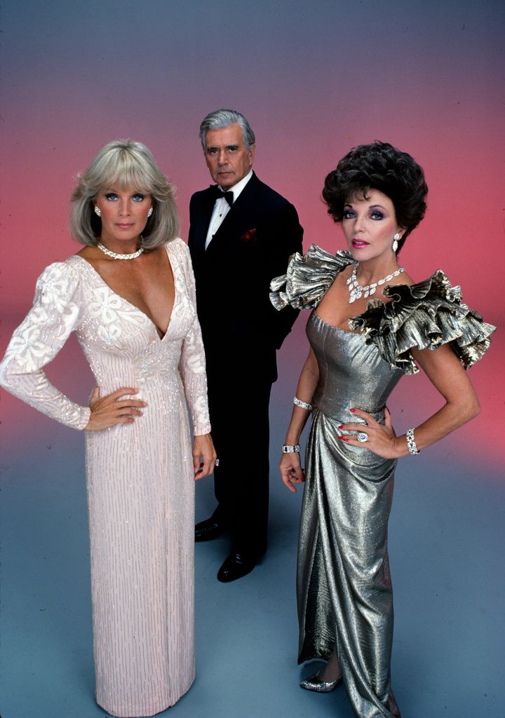 Joan with Linda Evans, John Forsythe and Joan Collins on Dynasty