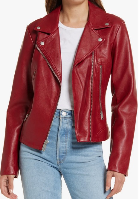 nordsdrom red leather jacket 