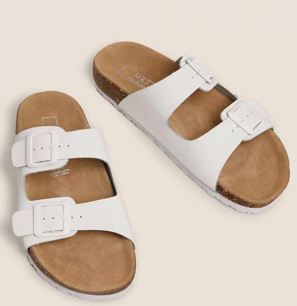 Marks & Spencer style birkenstock sandals in white