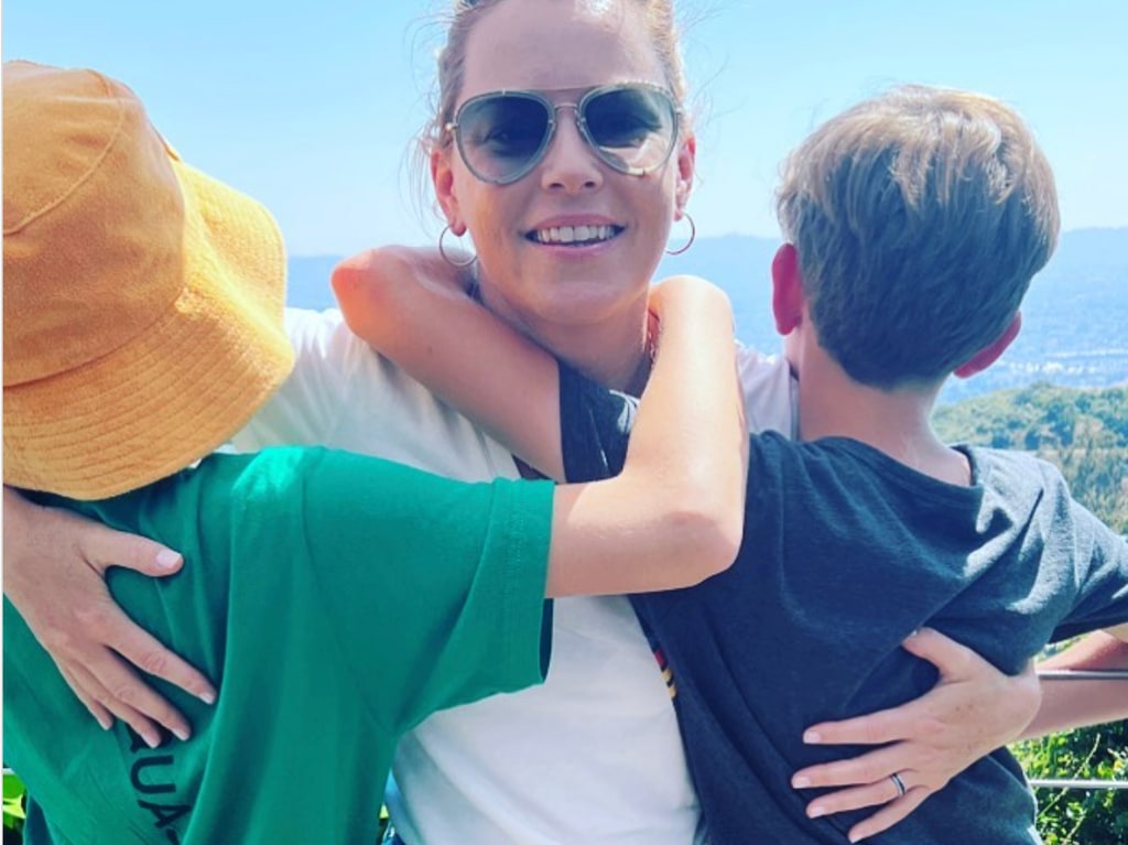 Photo shared by Elizabeth Banks on Mother's Day in 2023 featuring her two sons Felix and Magnus