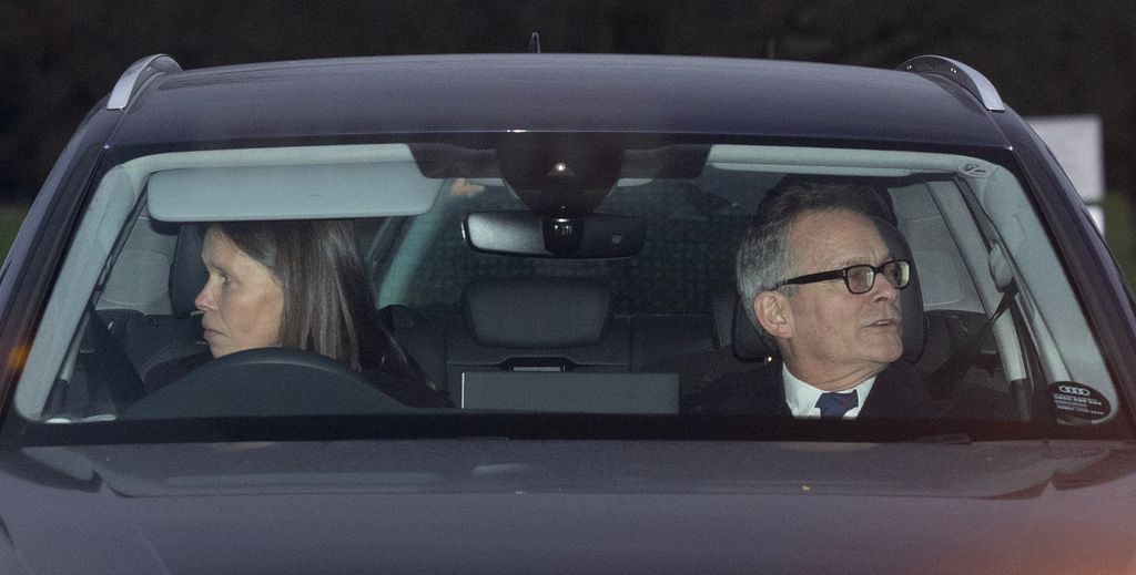 Lady Sarah Chatto driving a car with an elderly man