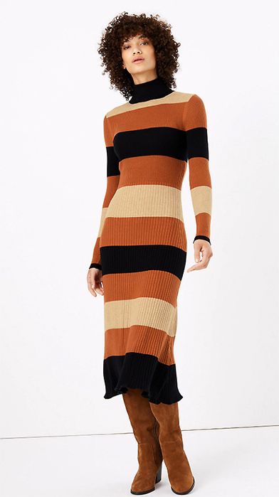 marks and spencer striped jumper dress