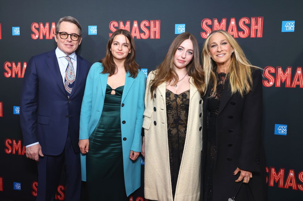 sarah jessica parker with daughters and husband at broadway smash opening