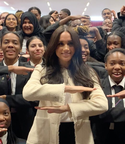 meghan with students from the school 