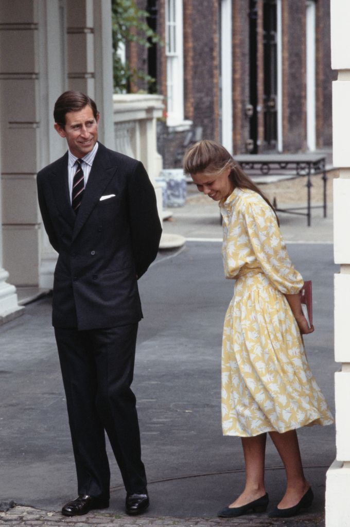 Prince Charles, the Prince of Wales and his cousin Lady Sarah Armstrong-Jones (later Lady Sarah Chatto) at Clarence House in London for the Queen Mother's 83rd birthday on 4th August 1983. 
