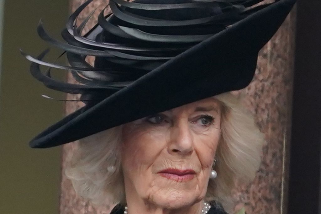 Queen Camilla (left) and the Princess of Wales stand on a balcony at the Foreign, Commonwealth and Development Office (FCDO) on Whitehall during the Remembrance Sunday service at the Cenotaph, in Whitehall, London.