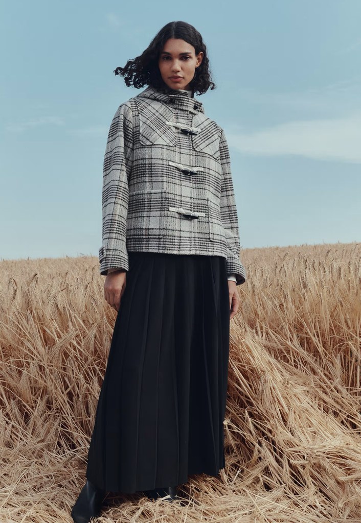 Checked Hooded Duffle Coat With Wool from M&S