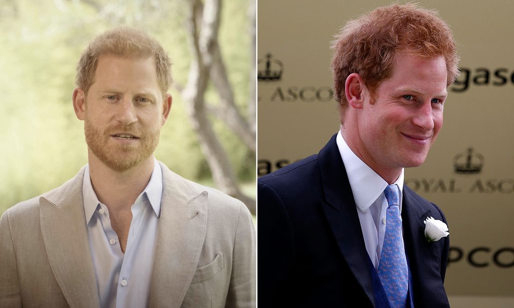 Split image of Prince Harry with and without a beard