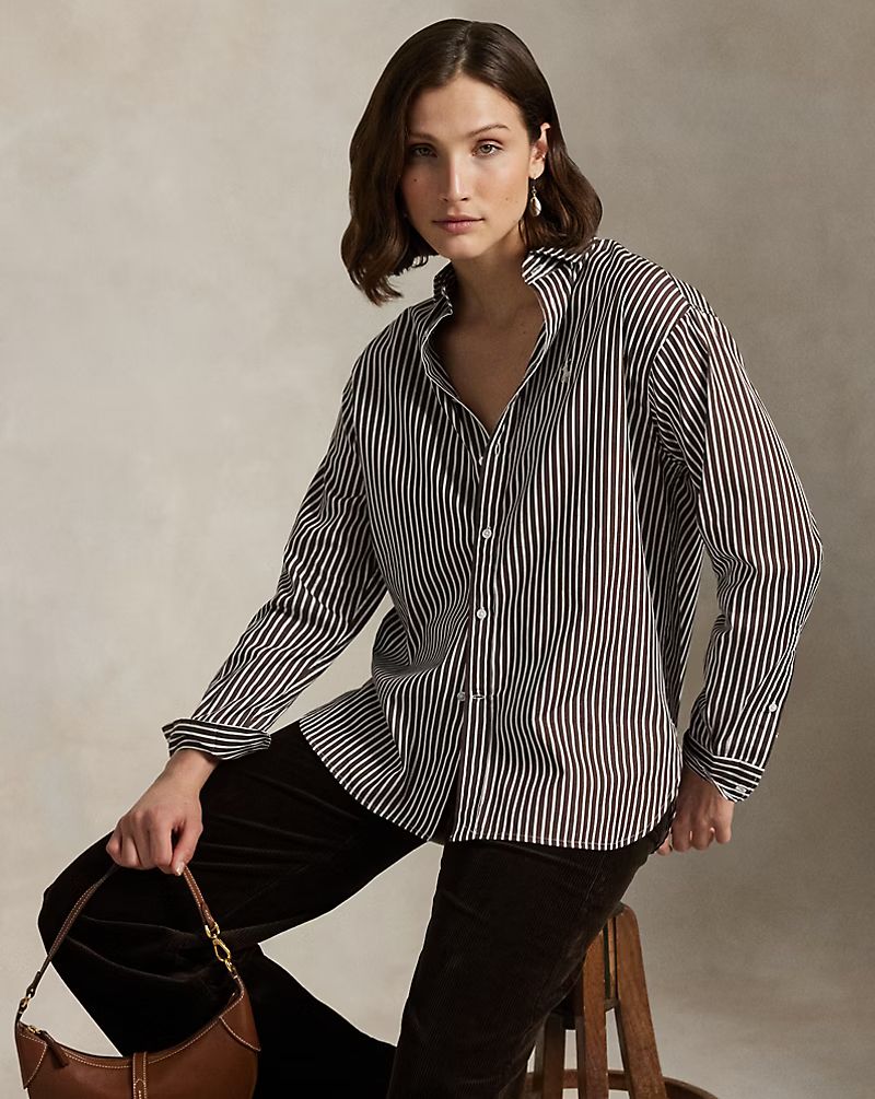 Relaxed Fit Striped Cotton Shirt