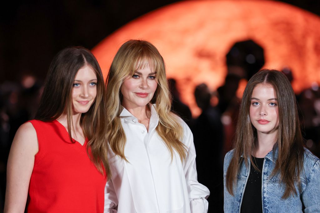 Sunday Rose Kidman Urban, Nicole Kidman and Faith Margaret Kidman-Urban attend the Chanel Womenswear Spring/Summer 2026 show as part of Paris Fashion Week on October 06, 2025 in Paris, France