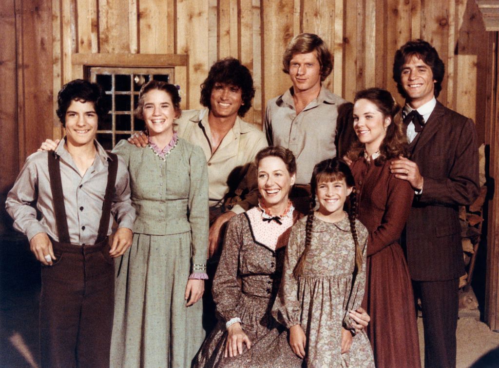 LITTLE HOUSE ON THE PRAIRIE -- Season 7 -- Pictured: (top l-r) Matthew Laborteaux as Albert Quinn Ingalls, Melissa Gilbert as Laura Elizabeth Ingalls Wilder, Michael Landon as Charles Philip Ingalls, Dean Butler as Almanzo James Wilder, Melissa Sue Anderson as Mary Ingalls Kendall, Linwood Boomer as Adam Kendall, (bottom l-r) Karen Grassle as Caroline Quiner Holbrook Ingalls, Lindsay/Sidney Greenbush as Carrie Ingalls