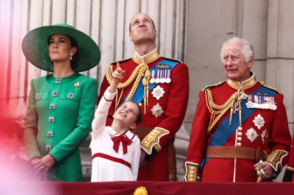 Princess Charlotte points to the aircraft at Trooping the Colour