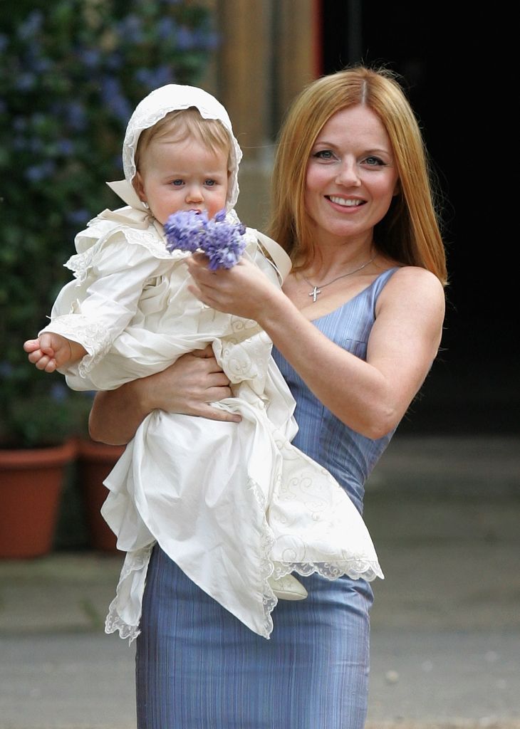 Geri with daughter Bluebell at her christening