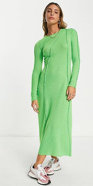 asos green knit dress