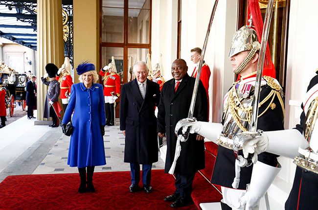 King Charles III and Camilla Queen Consort leave Buckingham Palace to meet with South African President Cyril Ramaphosa