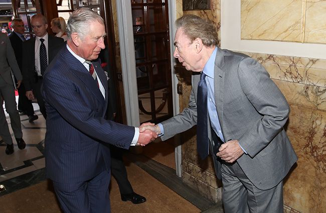 King Charles shaking hands with Andrew Lloyd Webber