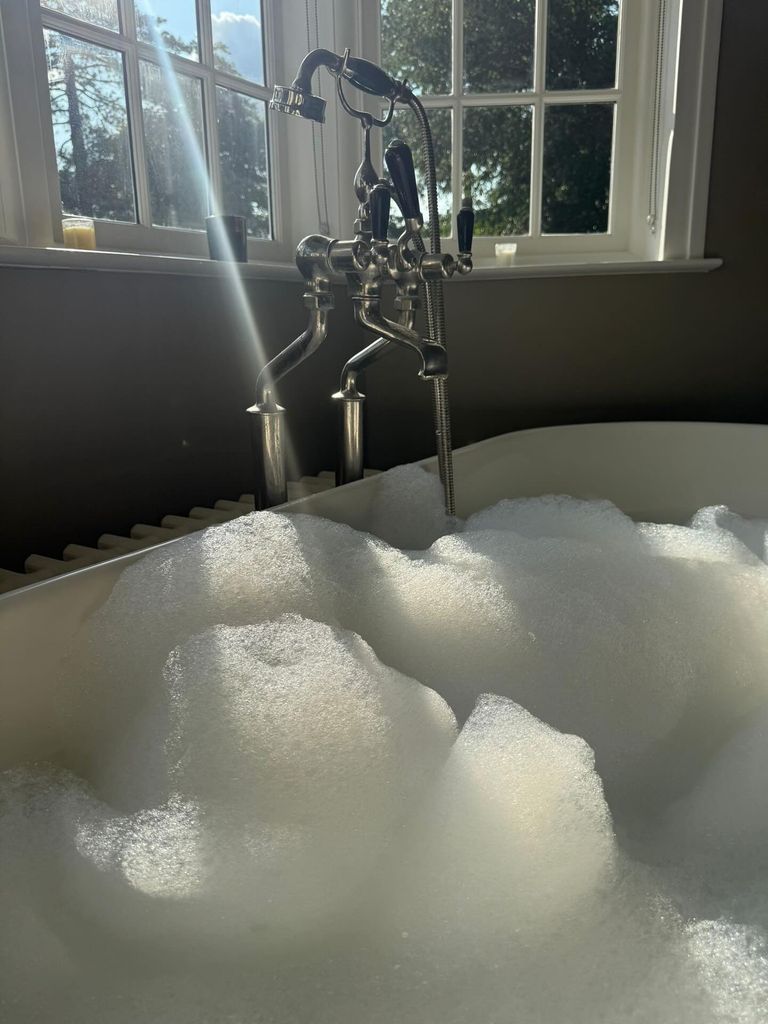 a bubbly bath in gabby logan's house
