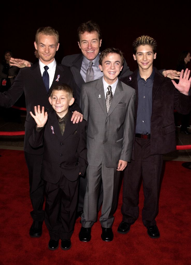 Cast of "Malcolm in the Middle" Chris Masterson, Erik Per Sullivan, Bryan Cranston, Frankie Muniz and Justin Berfield arrive for the 53rd Annual Primetime Emmy Awards