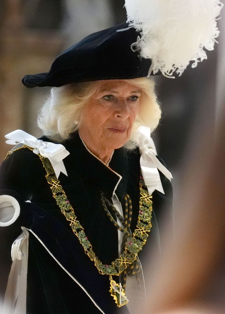 Queen Camilla arrives at the Order of the Thistle Service at St Giles' Cathedral in Edinburgh