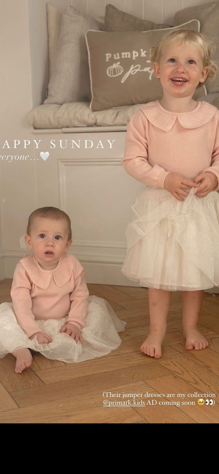 Stacey Solomon's daughters Belle and Rose wear matching dresses