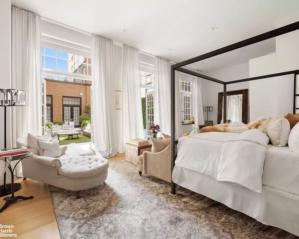 Primary bedroom inside Jennifer Lopez's Whitman apartment in NYC