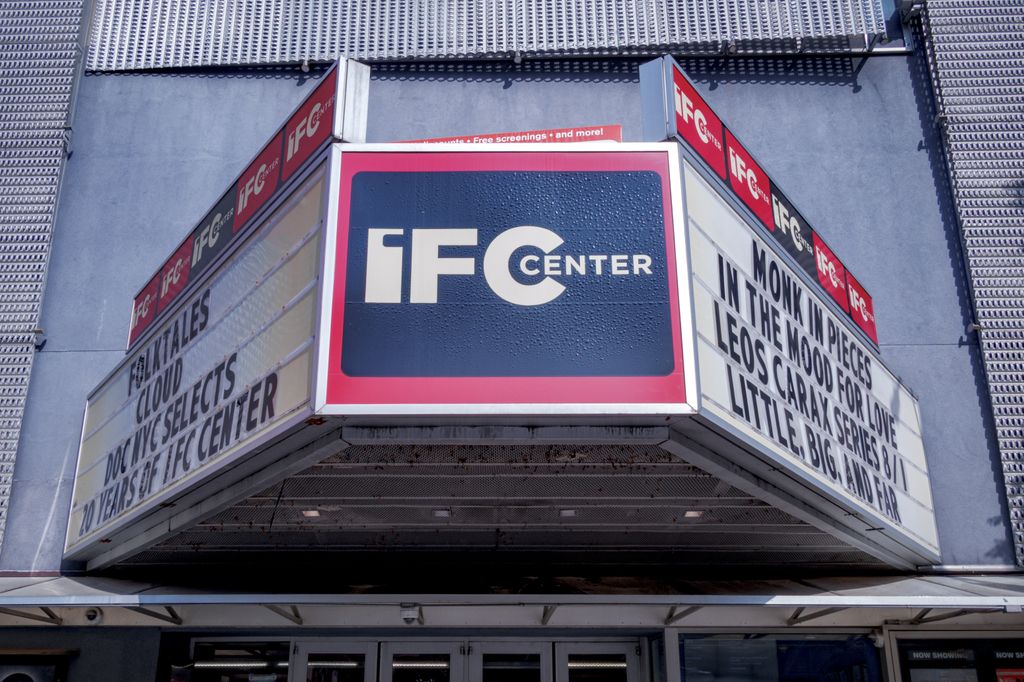 Marquee at the entrance to IFC Center in Manhattan. (Photo by Erik McGregor/LightRocket via Getty Images)