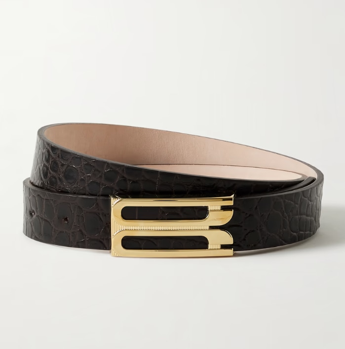 Frame Croc-Effect Leather Belt - Victoria Beckham