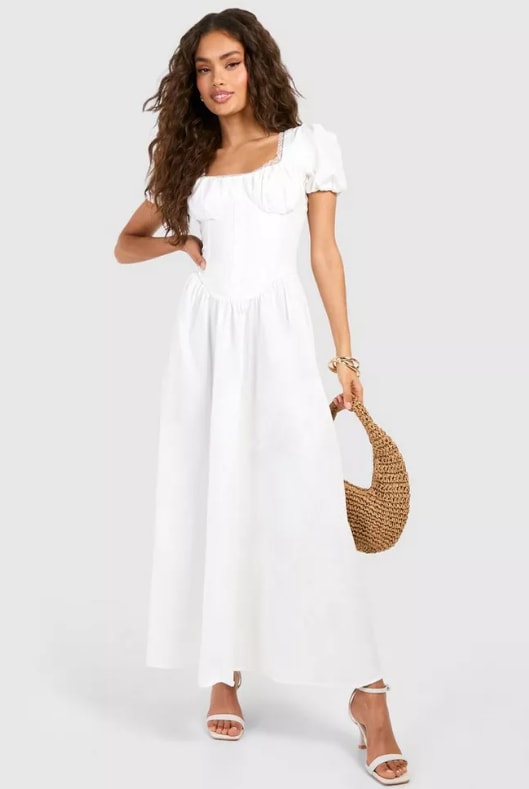 boohoo white milkmaid dress 