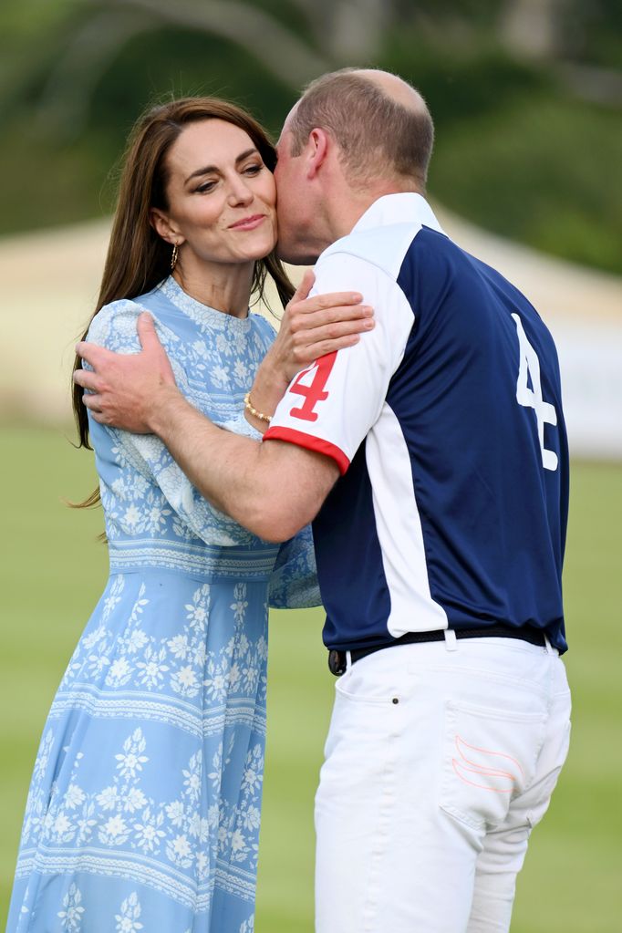 Prince William kissing Kate Middleton on the cheek