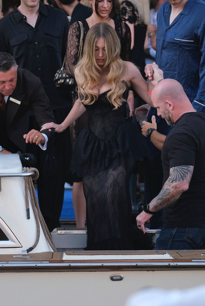 Sydney Sweeney was spotted arriving at the lavish wedding parties of Jeff Bezos and Lauren Sanchez