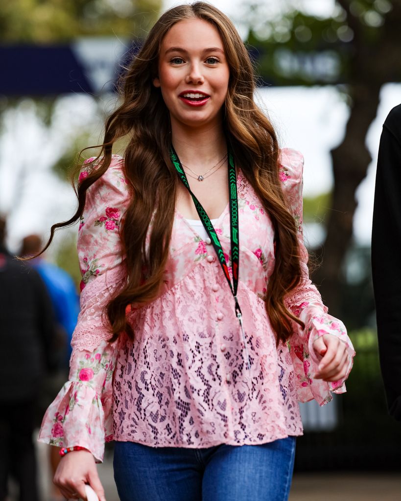 Lily Zneimer in a pink dress