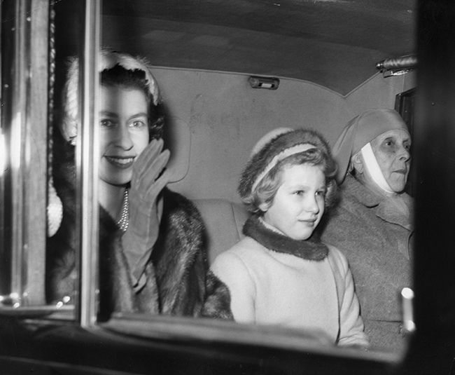 Prince Philip's mother, Princess Alice, pictured with the Queen and Princess Anne