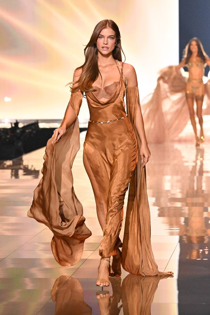 barbara palvin gold dress vs show