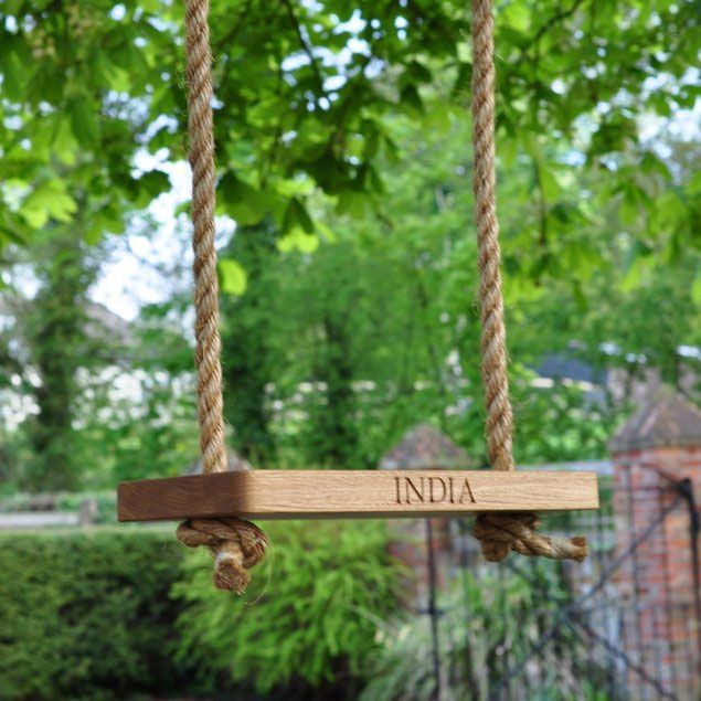 Oak and rope small garden swing