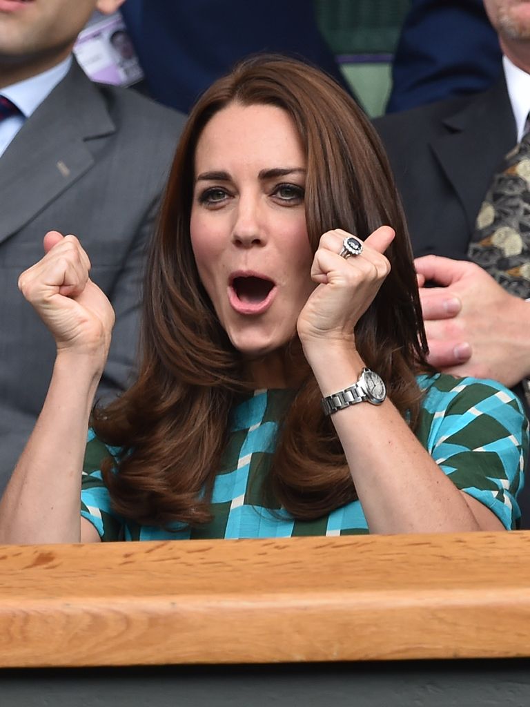Kate Middleton reacts during Wimbledon final 2014