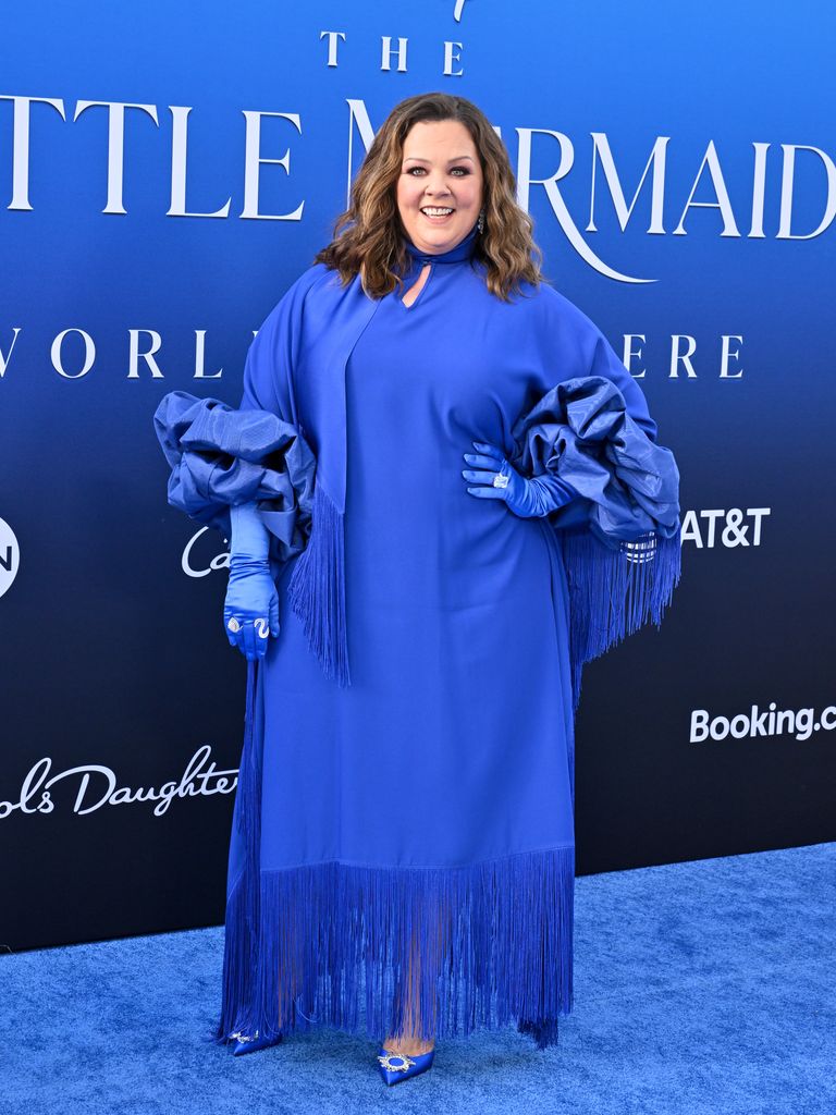 melissa mccarthy blue dress the little mermaid premiere