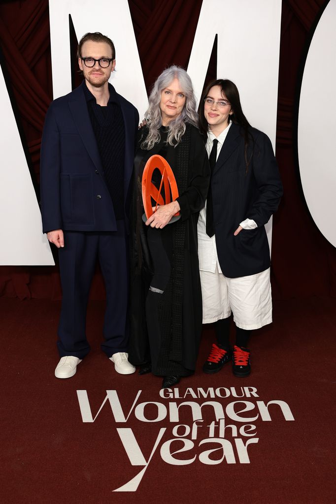 billie eilish and brother finneas oconnell and mother maggie baird glamour women of the year awards 2024 nyc