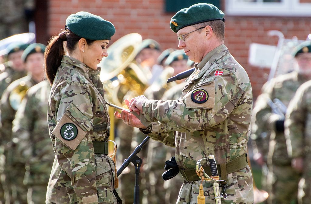 Crown Princess Mary of Denmark in uniform being appointed captain of the Danish Home Guard 