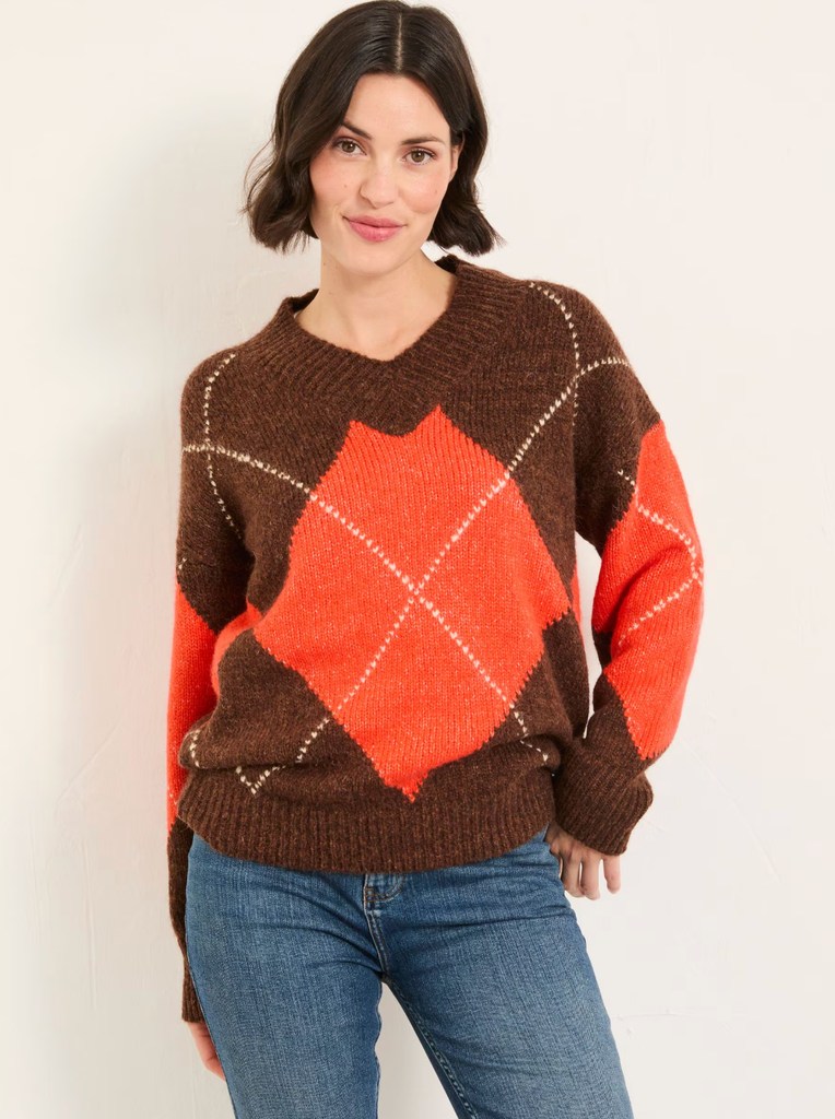 Ali Brown Argyle knit jumper